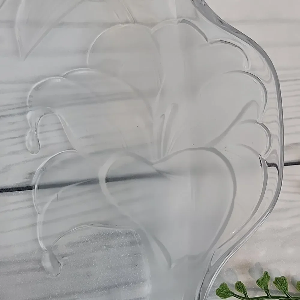 Crystal Clear Studios Lilly Glass Serving Tray Vintage 80s With Original Box